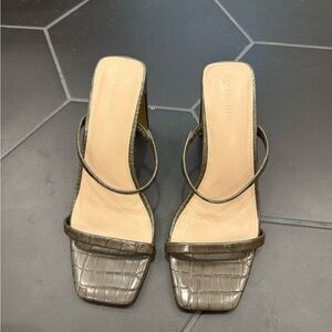 Olive Croc-Embossed Heels